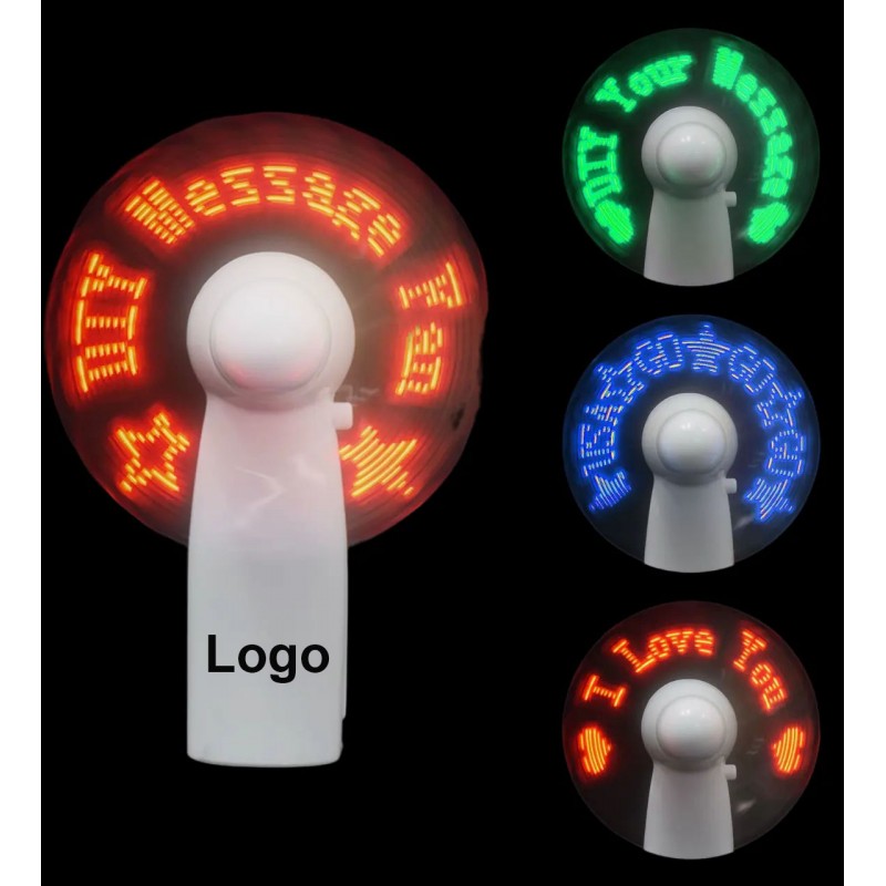 LED Mini Flash Message Fan with Batteries