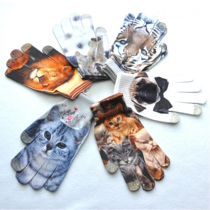 Custom Full Color Imprint Acrylic Knitted Gloves Touch Screen Gloves 